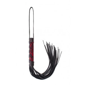 IntimWebshop | Red Leather Base With Black Fishnet Patterned Whip