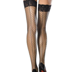 IntimWebshop - Szexshop | 729061 STAY-UP LYCRA INDUSTRIAL LACE TOP THIGH HIGHS WITH BACK SEAM O/S BLK