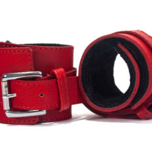 IntimWebshop - Szexshop | Hand Cuffs Grain Leather Red/Black