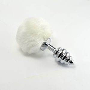 IntimWebshop - Szexshop | Spiral Pompon Metal Plug White