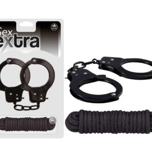 IntimWebshop - Szexshop | SEX EXTRA - METAL CUFFS & LOVE ROPE BLACK